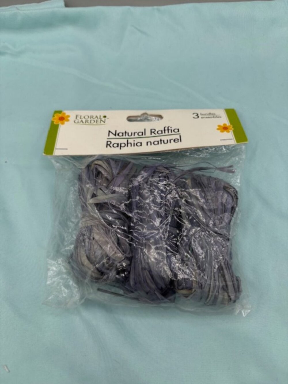 Floral Garden Bundle of 3 Blue Natural Raffia